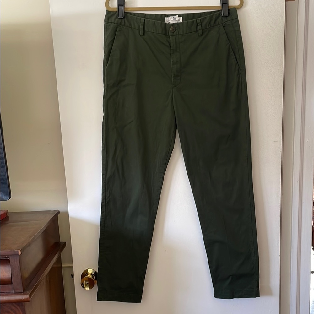 H&M LOGG Green Straight Leg Chino Ankle Pants Size 10